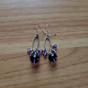 Purple drop earrings